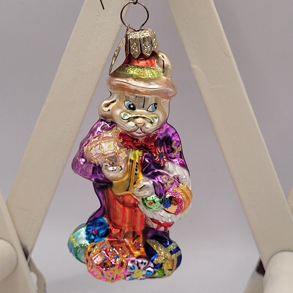 Christopher Radko Dapper Hare Bunny Rabbit Blown Glass Ornament